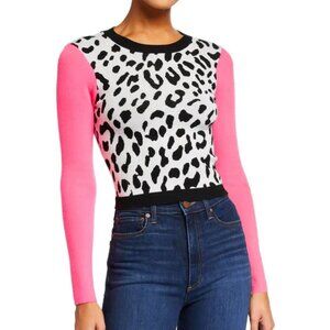 Alice + Olivia Crewneck Sweater in Leopard Pop Size Large